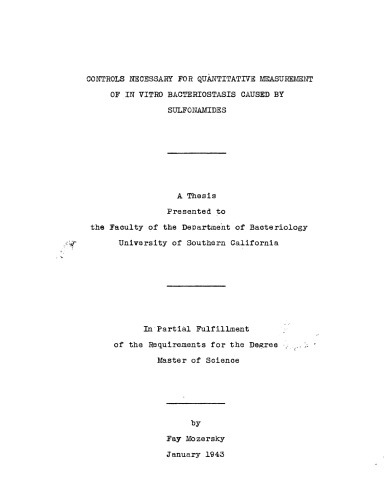 Controls necessary for quantitative measurement of in vitro bacteriostasis caused by sulfonamides