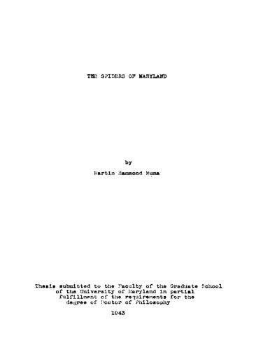 The spiders of Maryland