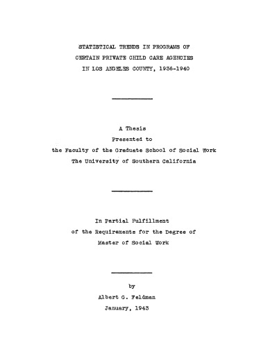 Statistical trends in programs of certain private child care agencies