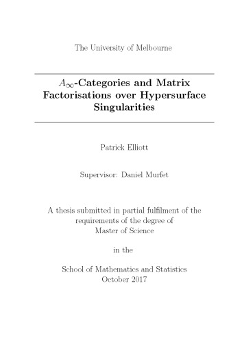 Ainfinity-Categories and Matrix Factorisations over Hypersurface Singularities [thesis]