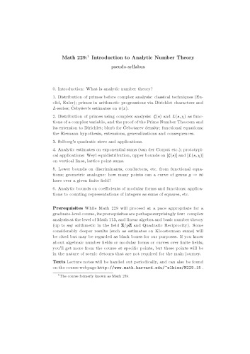 Introduction to analytic number theory