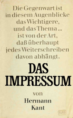Das Impressum. Roman