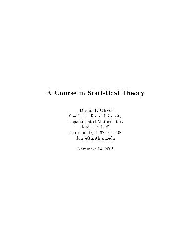 A Course in Statistical Theory