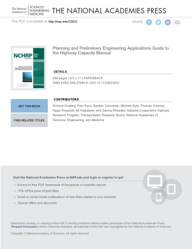 Planning and preliminary engineering applications guide to the highway capacity manual