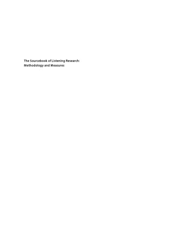 The sourcebook of listening research : methodology and measures