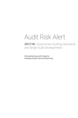 Audit risk alert : 2017/18 government auditing standards and single audit developments