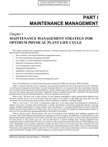 Maintenance manager's standard manual
