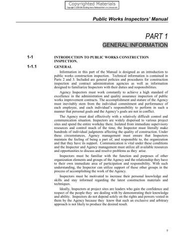 Public works inspectors' manual