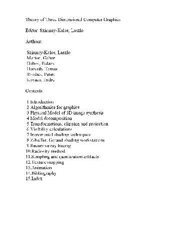 Theory of Three Dimensional Computer Graphics