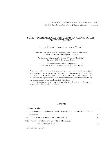 Some Mathematical Problems in Geophysical Fluid Dynamics