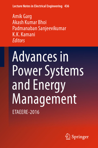  Advances in Power Systems and Energy Management: ETAEERE-2016