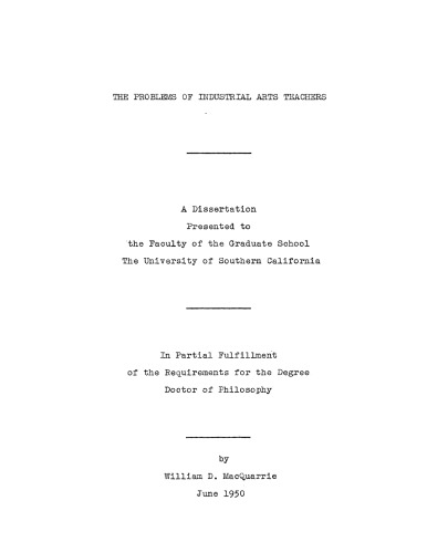 The problems of industrial arts teachers