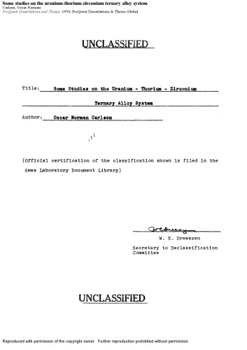 Some studies on the uranium-thorium-zirconium ternary alloy system