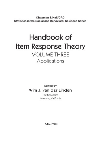 Handbook of Item Response Theory - volume three - Applications