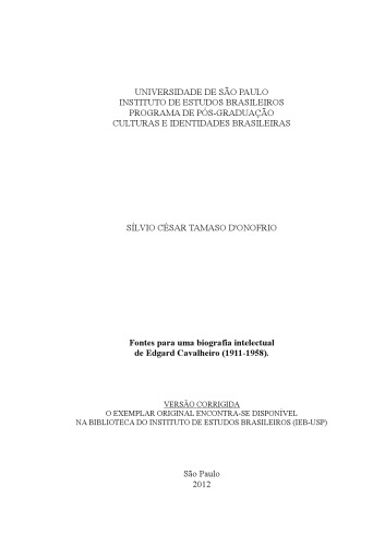 Fontes para uma biografia intelectual de Edgard Cavalheiro (1911-1958)