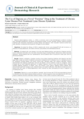 The Use of Dapsone as a Novel “Persister” Drug in the Treatment of Chronic L yme Disease/Post Treatment Lyme Disease