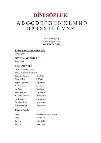 Dini Sözlük - Dini Terimler Sözlügü