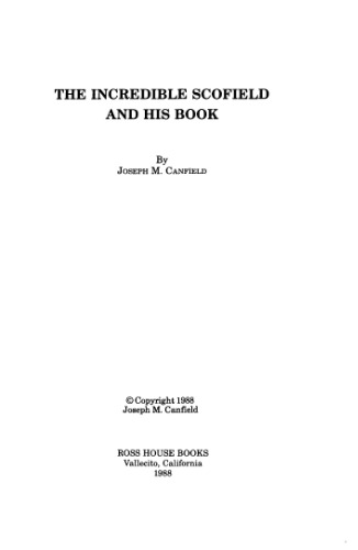 The Incredible Scofield and his Book