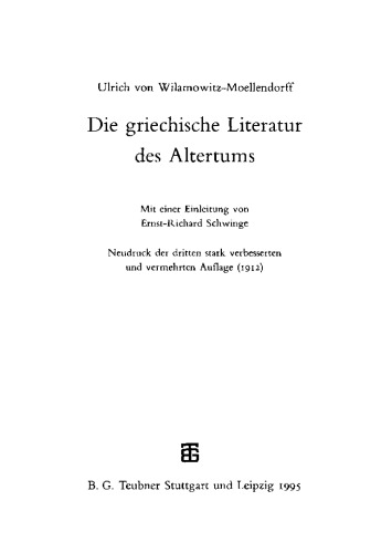 Die griechische Literatur des Altertums