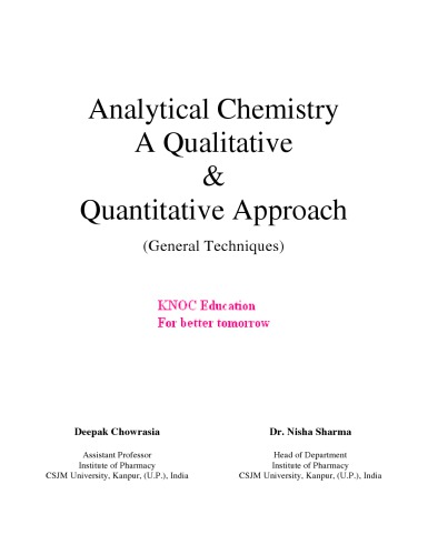 Analytical Chemistry. A Qualitative & Quantitative Approach