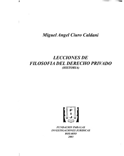 Lecciones de Filosofia del Derecho Privado (Historia)