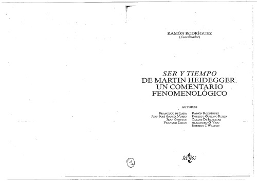 Ser y tiempo de Martin Heidegger un comentario fenomenológico