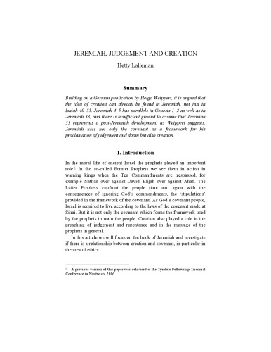 Jeremiah, judgement and creation