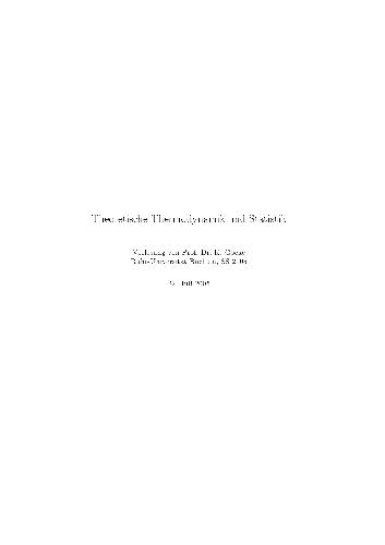 Theoretische Thermodynamik und Statistik 001