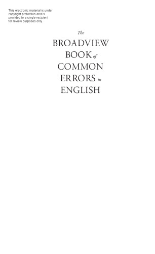 The Broadview Book of Common Errors in English: A Guide to Righting Wrongs, 5th Edition