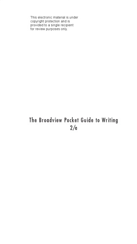 The Broadview Pocket Guide to Writing, second edition