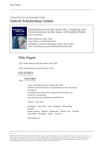 Embodiment and the inner life: Cognition and Consciousness in the Space of Possible Minds