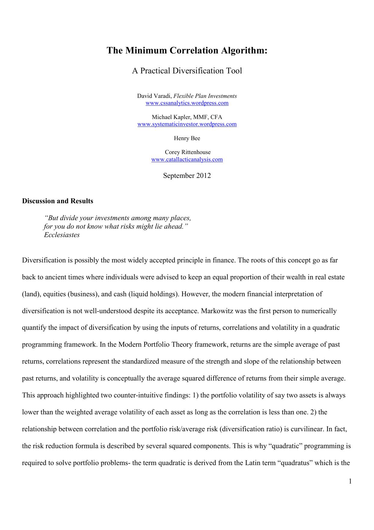 The Minimum Correlation Algorithm [article]