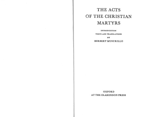 The Acts of the Christian Martyrs