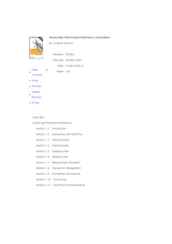 Oracle SQL*Plus Pocket Reference (2nd Edition)