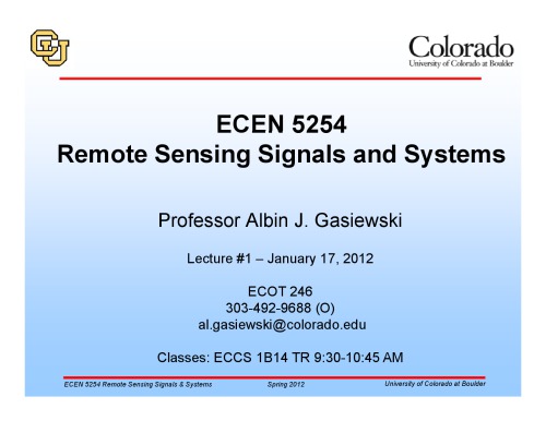 A J Gasiewski remote sensing course notes lecture1