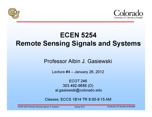 A J Gasiewski remote sensing course notes lecture4