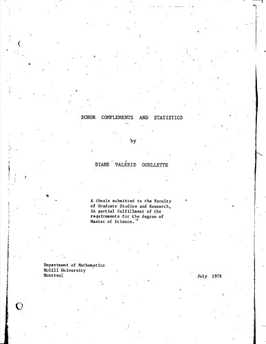 Schur complements and statistics [PhD thesis]