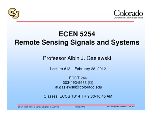 A J Gasiewski remote sensing course notes lecture13