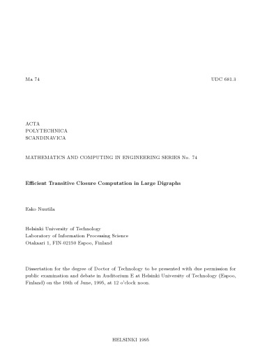 Efficient transitive closure computation in large digraphs