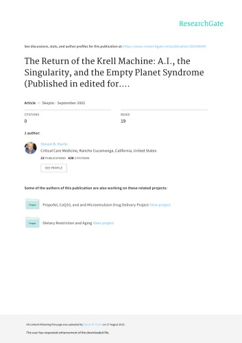 A.I. and the Return of the Krell Machine (Skeptic 2002)