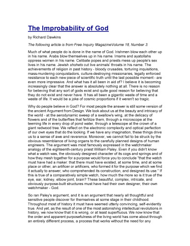 ATHEISM IS FALSE Richard Dawkins And The Improbability Of God Delusion