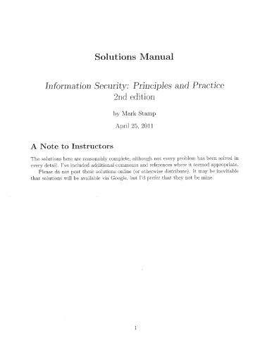 Information Security - Solutions Manual