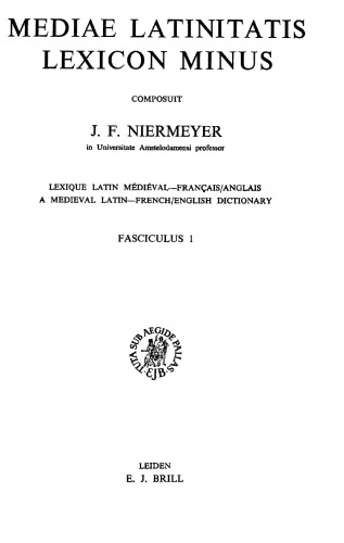 Mediae Latinitatis Lexicon Minus