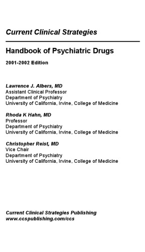 Handbook of Psychiatric Drugs: 2001-2002 Edition