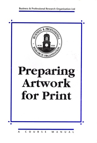 Preparing Artwork for Print: A Course Manual