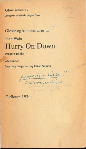 Gloser og kommentarer til John Wain Hurry On Down