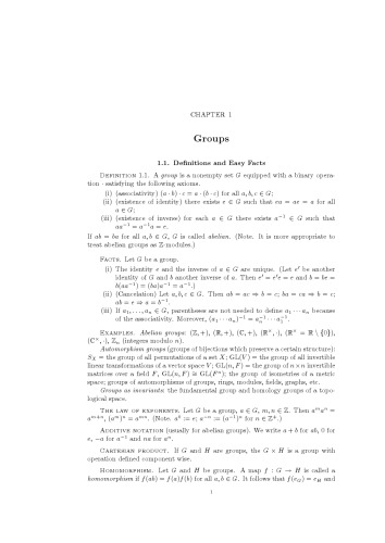 Algebra lecture notes