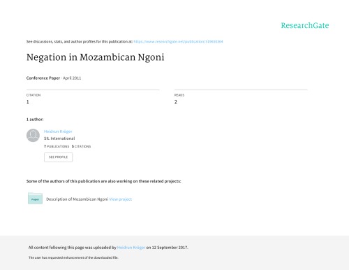 Negation in Mozambican Ngoni or The many ways of saying “no” in Ngoni