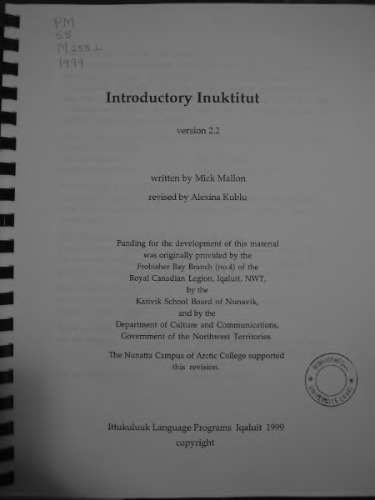 Introductory Inuktitut. Version 2.2