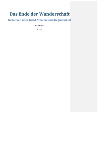 Das Ende der Wanderschaft